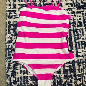 Pink/white bathing suit/ girls 12